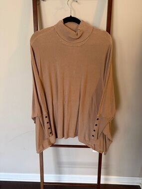 Alfani Camel Button-Sleeve Turtleneck Knit Top